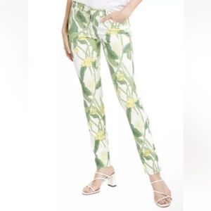 J McLaughlin Women's Cotton Green /White Lily Frond Floral Lexi Pants Size 6